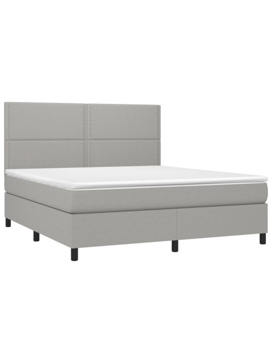 Box spring postel s matrací světle šedá 160 x 200 cm textil
