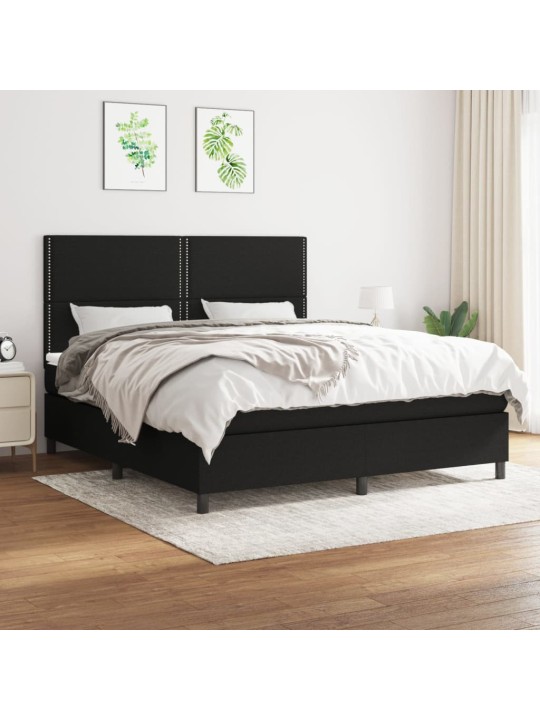 Box spring postel s matrací černá 160x200 cm textil