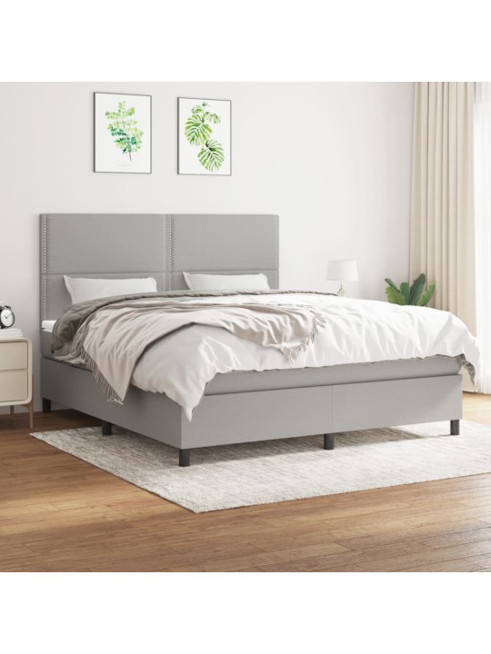 Box spring postel s matrací světle šedá 180 x 200 cm textil