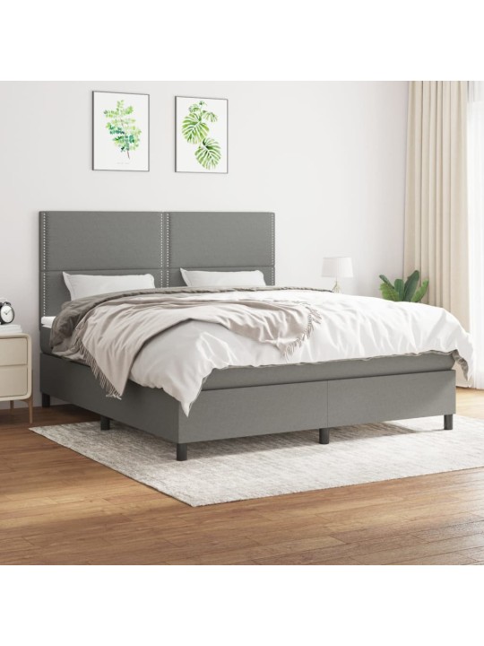 Box spring postel s matrací tmavě šedá 180x200 cm textil