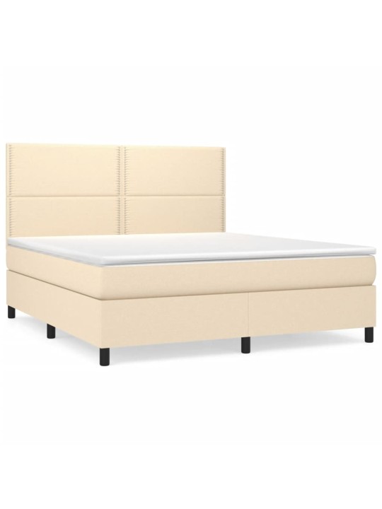 Box spring postel s matrací krémová 180x200 cm textil