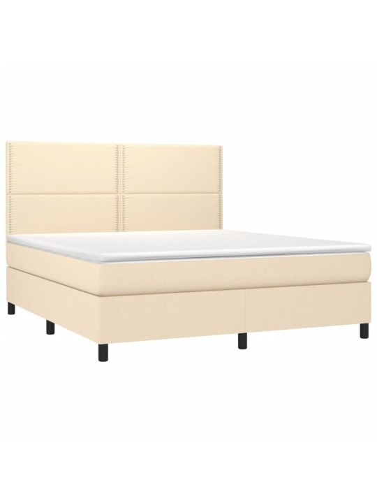 Box spring postel s matrací krémová 180x200 cm textil