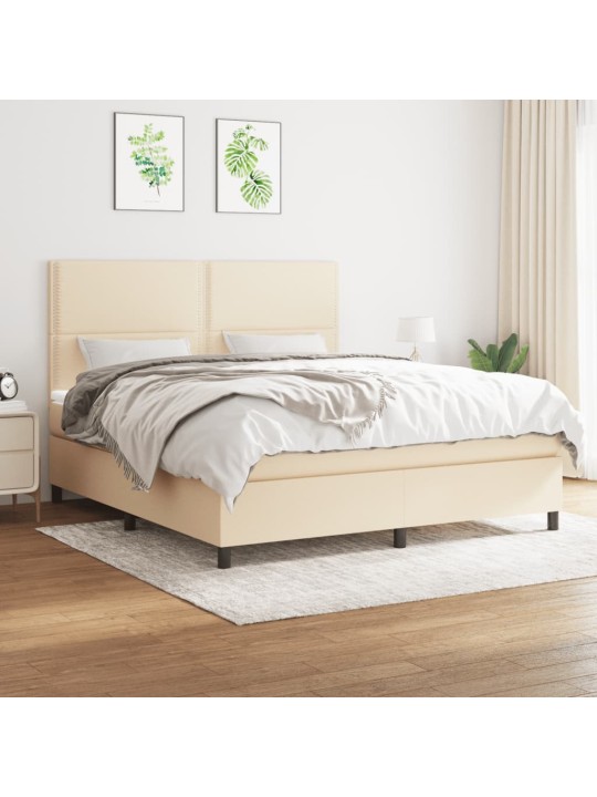 Box spring postel s matrací krémová 180x200 cm textil