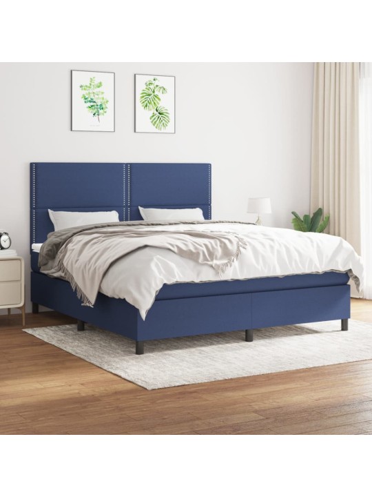 Box spring postel s matrací modrá 180x200 cm textil