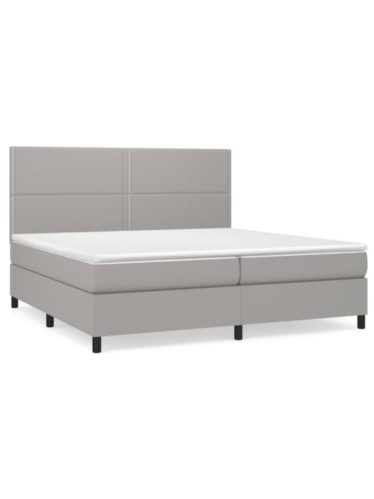 Box spring postel s matrací světle šedá 200 x 200 cm textil