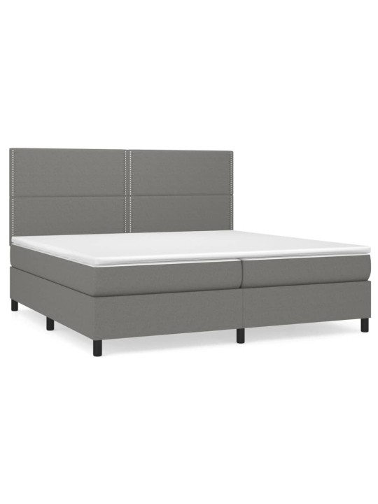 Box spring postel s matrací tmavě šedá 200x200 cm textil
