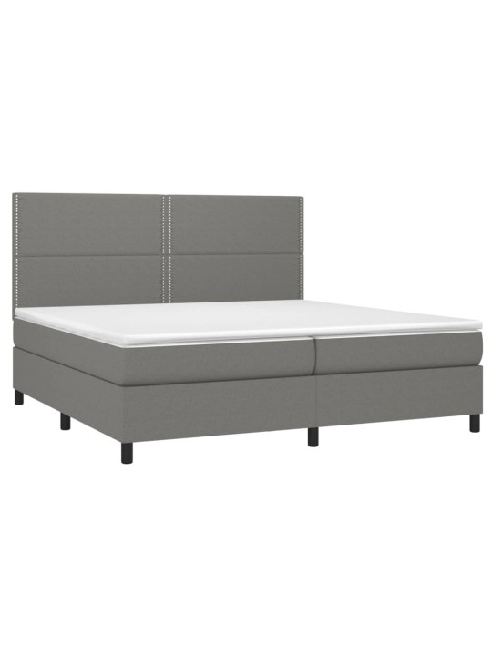 Box spring postel s matrací tmavě šedá 200x200 cm textil