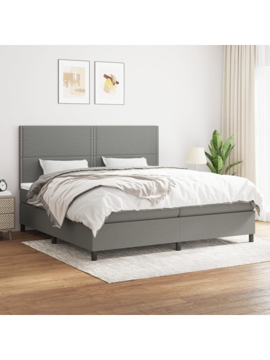 Box spring postel s matrací tmavě šedá 200x200 cm textil