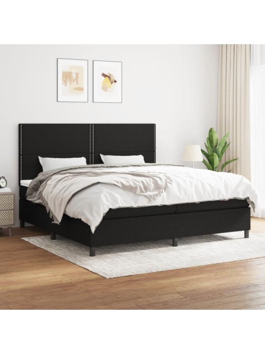 Box spring postel s matrací černá 200x200 cm textil