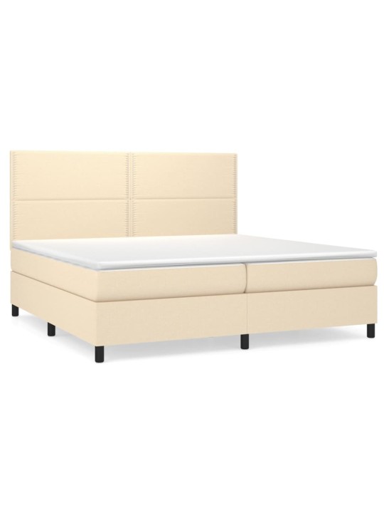 Box spring postel s matrací krémová 200x200 cm textil