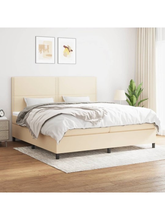 Box spring postel s matrací krémová 200x200 cm textil