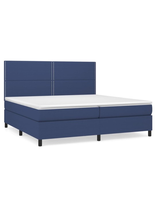 Box spring postel s matrací modrá 200x200 cm textil