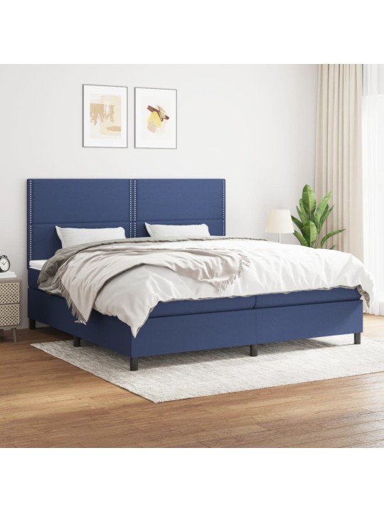 Box spring postel s matrací modrá 200x200 cm textil