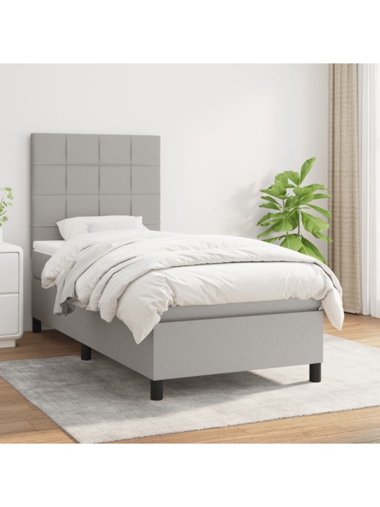 Box spring postel s matrací světle šedá 90x190 cm textil