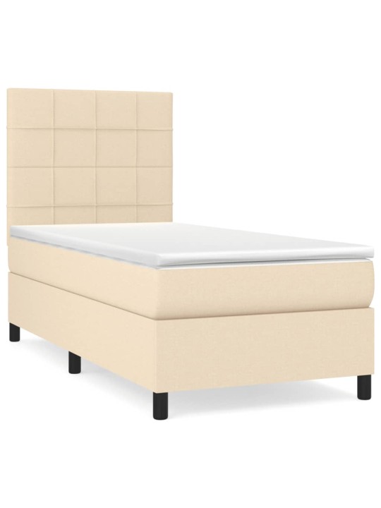 Box spring postel s matrací krémová 90x190 cm textil