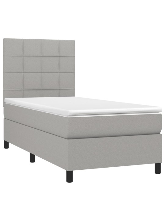 Box spring postel s matrací světle šedá 90x200 cm textil