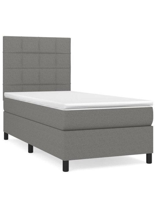 Box spring postel s matrací tmavě šedá 90x200 cm textil