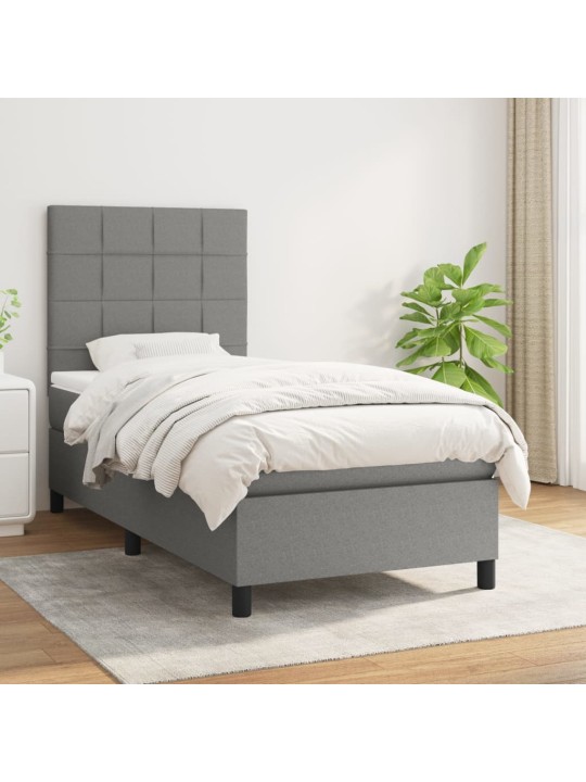 Box spring postel s matrací tmavě šedá 90x200 cm textil