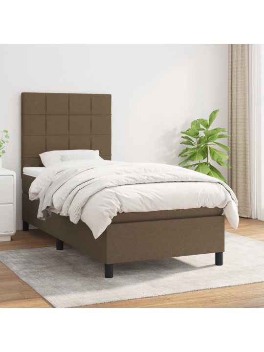 Box spring postel s matrací tmavě hnědá 90x200 cm textil