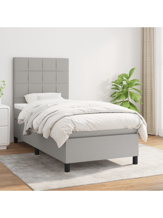Box spring postel s matrací světle šedý 100 x 200 cm textil