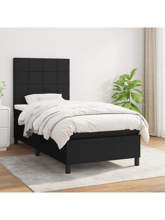 Box spring postel s matrací černá 100 x 200 cm textil