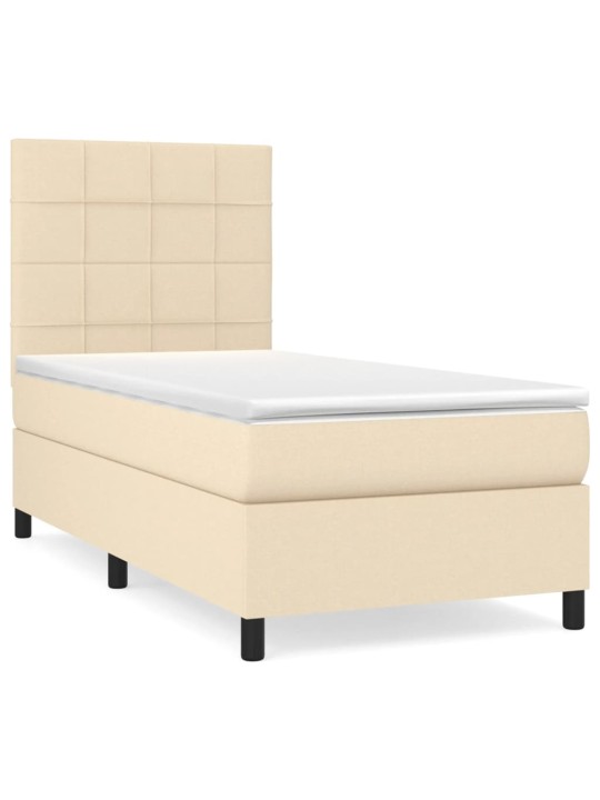 Box spring postel s matrací krémová 100 x 200 cm textil