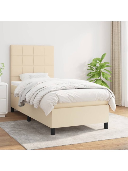 Box spring postel s matrací krémová 100 x 200 cm textil