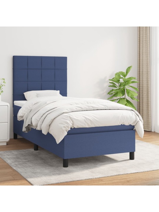 Box spring postel s matrací modrá 100 x 200 cm textil