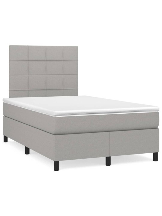 Box spring postel s matrací světle šedá 120 x 200 cm textil