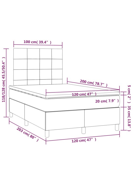 Box spring postel s matrací černá 120x200 cm textil