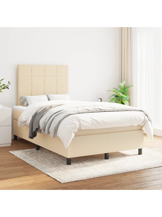 Box spring postel s matrací krémová 120x200 cm textil