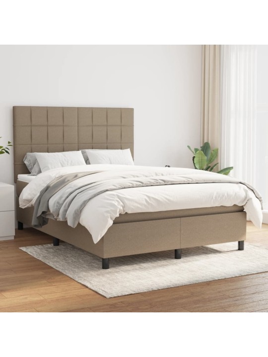 Box spring postel s matrací taupe 140x190 cm textil