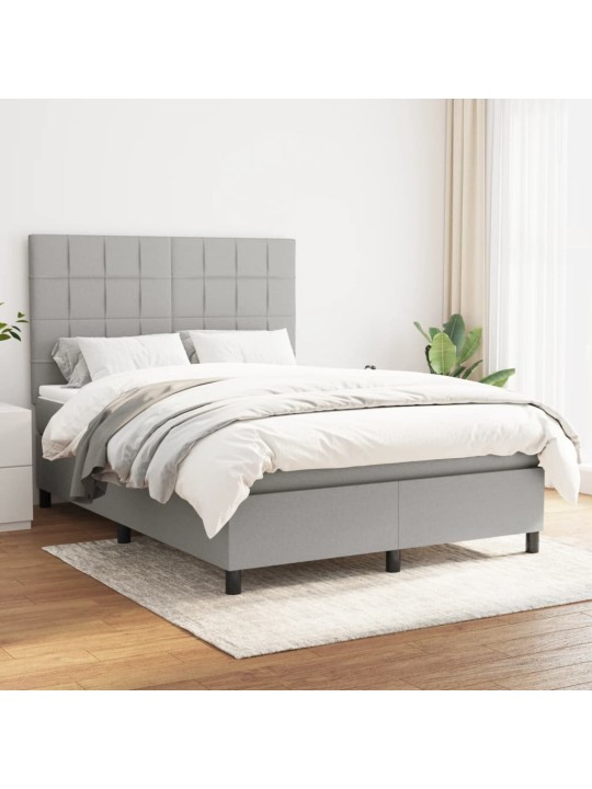 Box spring postel s matrací světle šedá 140 x 200 cm textil