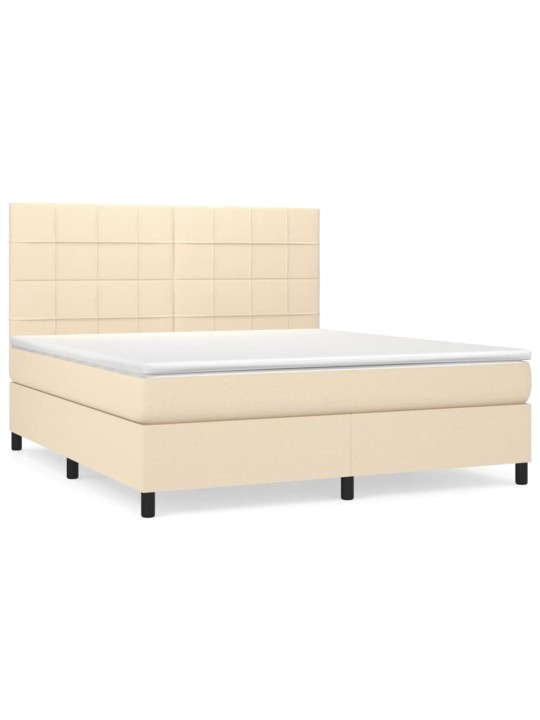 Box spring postel s matrací krémová 160x200 cm textil