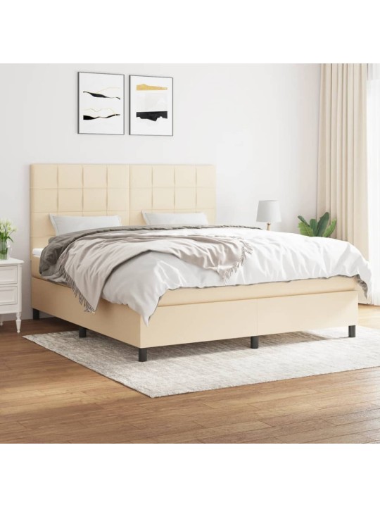 Box spring postel s matrací krémová 160x200 cm textil