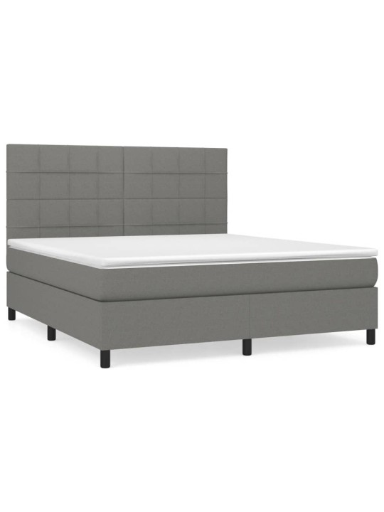Box spring postel s matrací tmavě šedá 180x200 cm textil