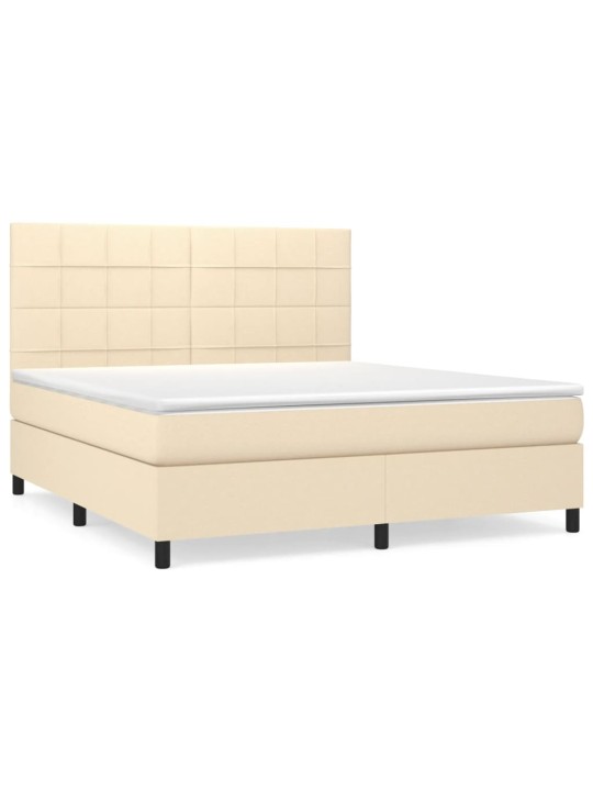 Box spring postel s matrací krémová 180x200 cm textil