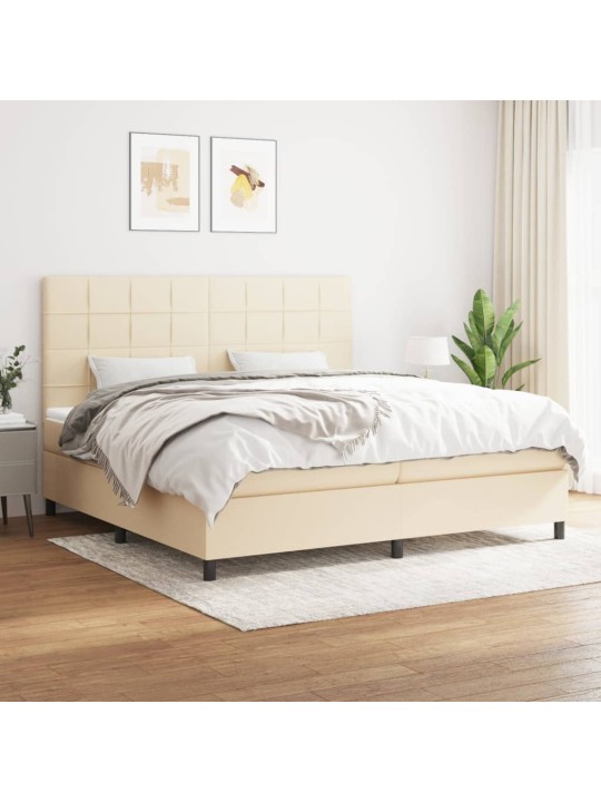Box spring postel s matrací krémová 200x200 cm textil