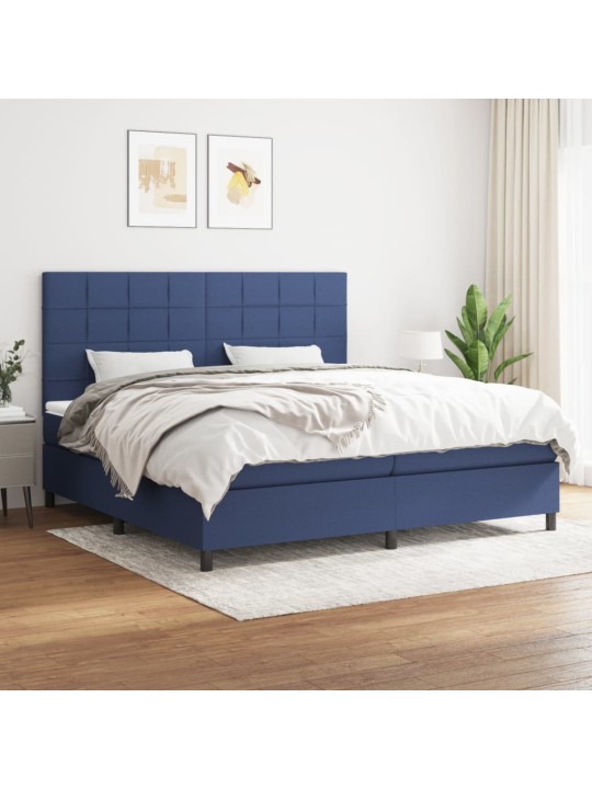 Box spring postel s matrací modrá 200x200 cm textil