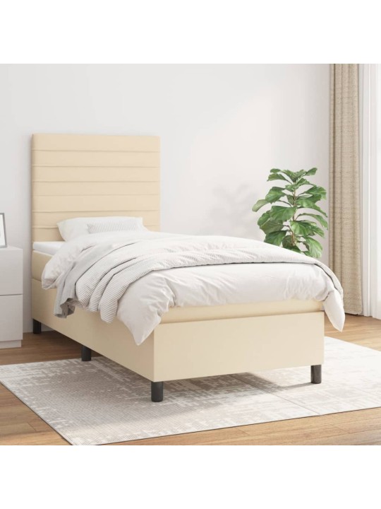 Box spring postel s matrací krémová 80 x 200 cm textil