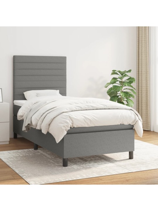 Box spring postel s matrací tmavě šedá 90x190 cm textil