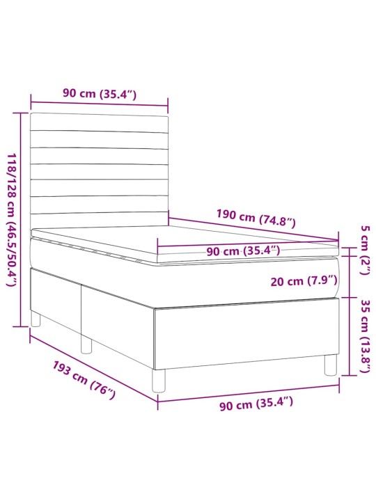 Box spring postel s matrací taupe 90x190 cm textil