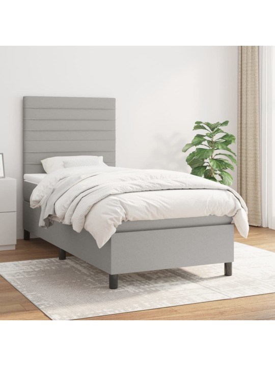 Box spring postel s matrací světle šedá 90x200 cm textil