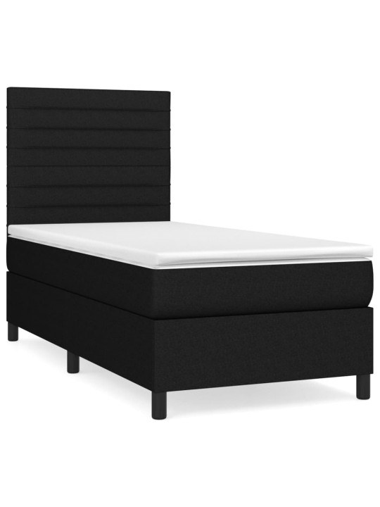 Box spring postel s matrací černá 100 x 200 cm textil
