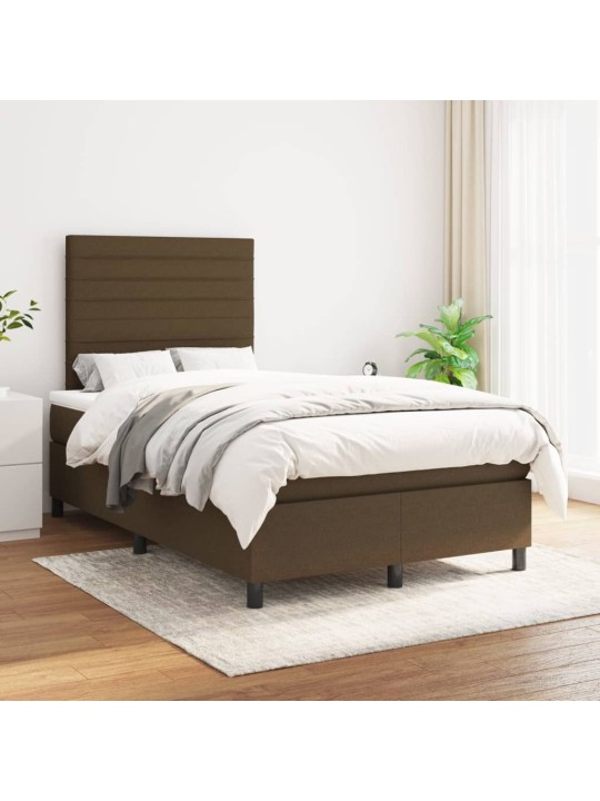 Box spring postel s matrací tmavě hnědá 120x200 cm textil