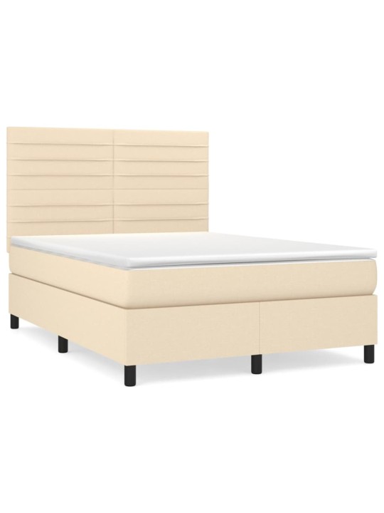 Box spring postel s matrací krémová 140x190 cm textil