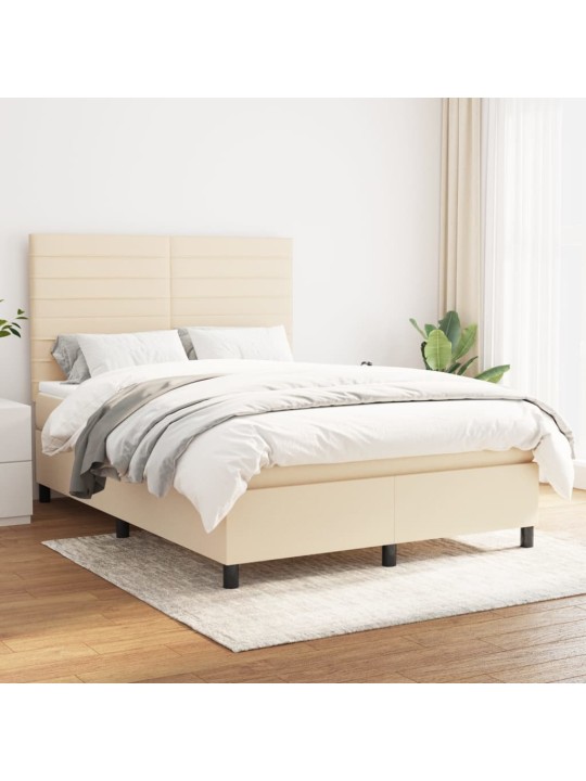 Box spring postel s matrací krémová 140x190 cm textil