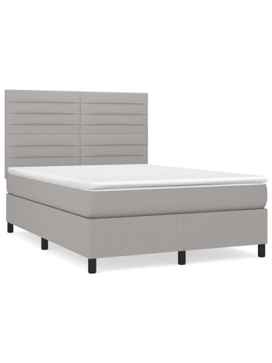 Box spring postel s matrací světle šedá 140 x 200 cm textil