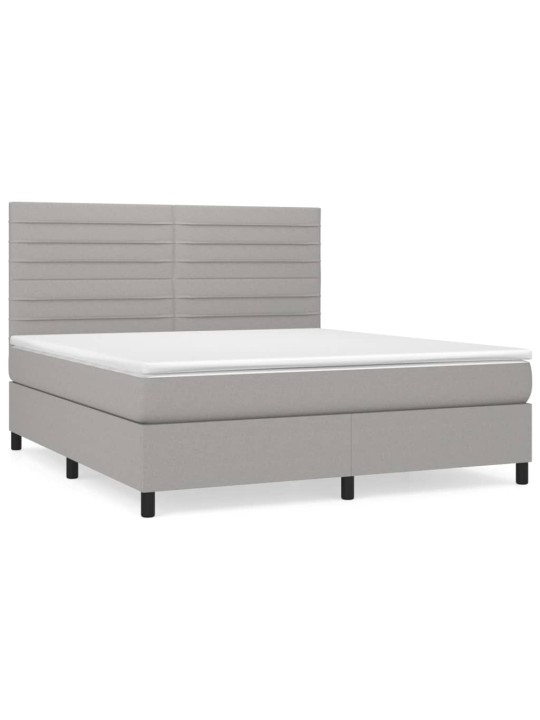 Box spring postel s matrací světle šedá 160 x 200 cm textil
