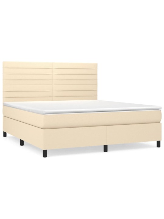 Box spring postel s matrací krémová 160x200 cm textil